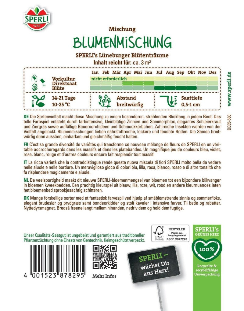 Blumenmischung Lüneburger Blütenträume, Farbintensiver Nützlingsmagnet, Saatgut Von Sperli