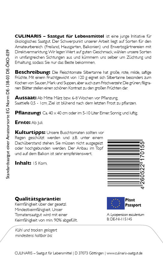 Buschtomate Silbertanne Fleischtomate Ideal Für Saucen