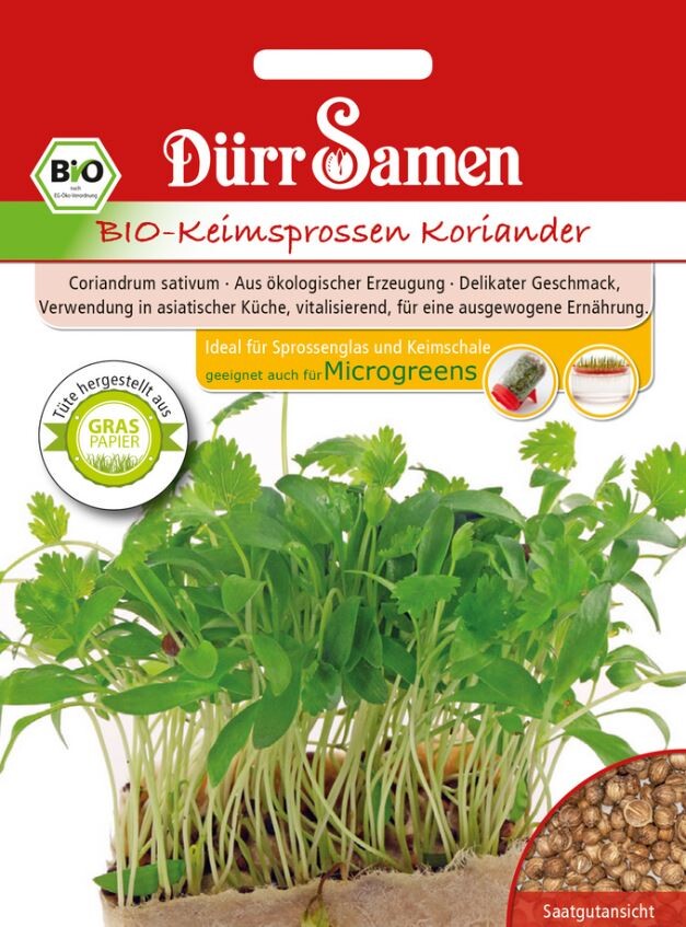 Dürr BIO-Keimsprossen Koriander, Finden In Vielen Asiatischen Und Indischen Gerichten Verwendung, Inhalt: 20gr.