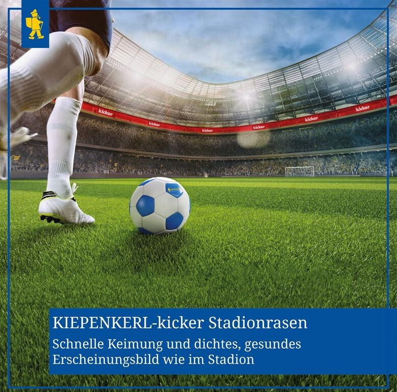 Kiepenkerl Kicker Stadionrasen, 1kg Für 50m², Rasensamen, Extrem Robust Und Belastbar