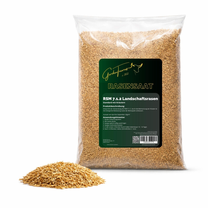 GardenTaurus RSM-Rasensamen 7.1.2 Landschaftsrasen Mit Kräutern 2,5kg