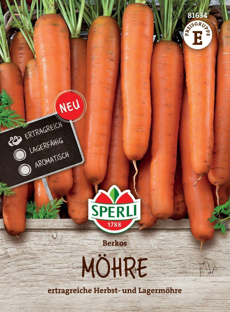 Möhre Berkos F1, Ertragreiche Lagermöhre (Herbstmöhre), Carotinreich