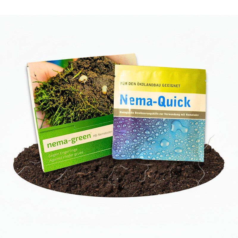 Nema-Green (25 Mio) + Nema-Quick (50 Ml) Kombi-Packung HB Nematoden Zur Bekämpfung Des Gartenlaubkäfers