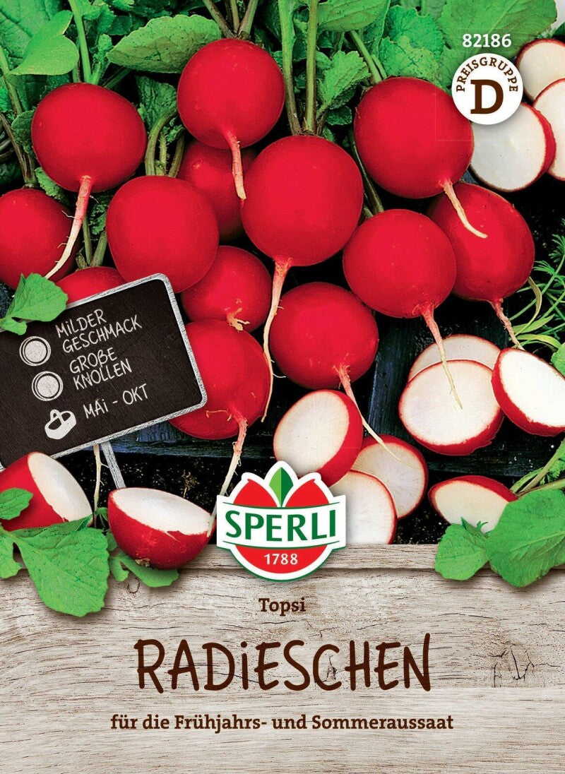 Radieschen Topsi, Für Die Frühjahrs- Und Sommeraussaat, Große Knollen, Saatgut Von Sperli