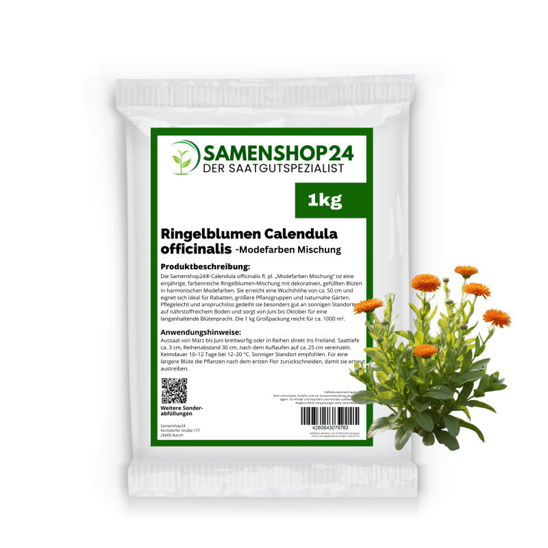 Samenshop24® Ringelblumen Modefarben Mischung Calendula Officinalis Fl.pl. 1kg