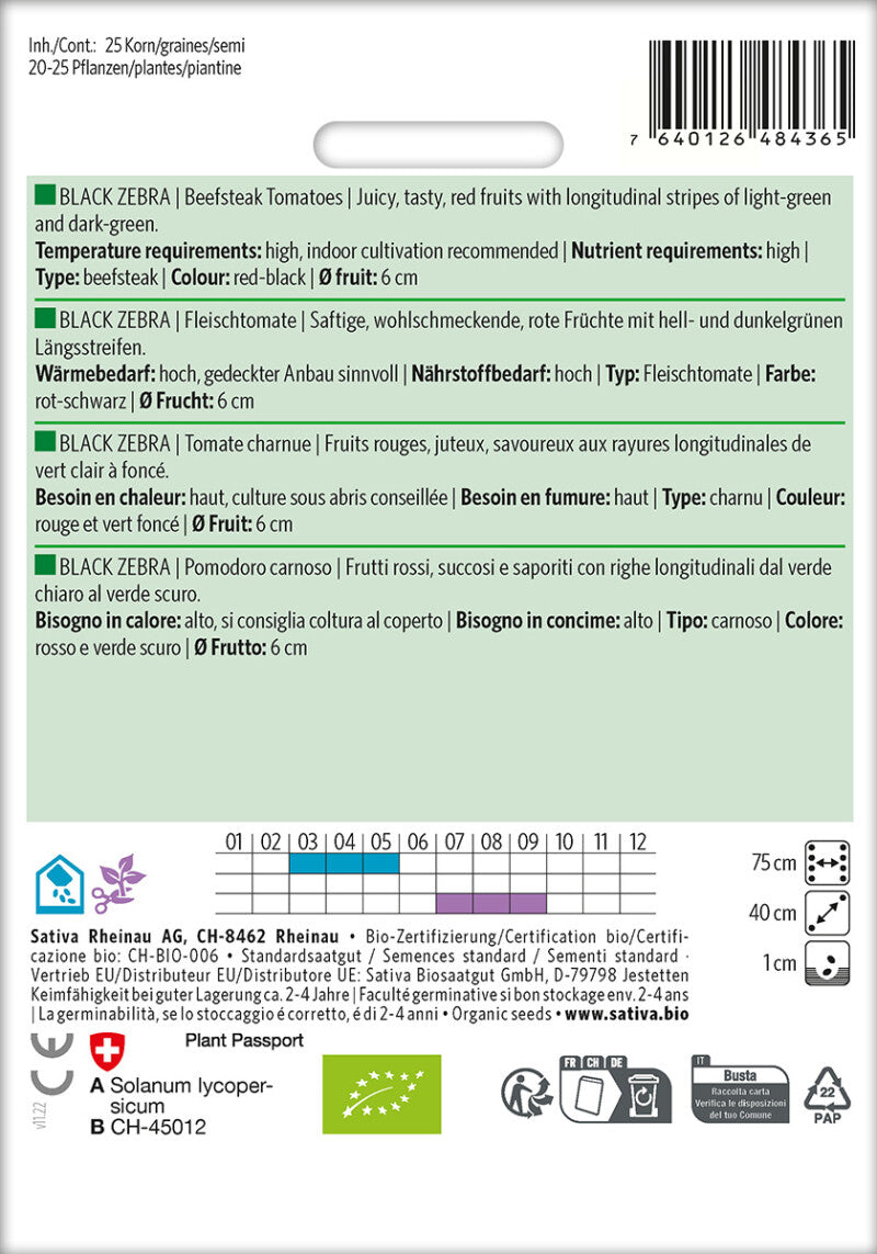 Fleischtomate BLACK ZEBRA Samfenste Bio-Sorte