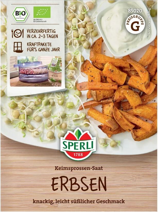 BIO Keimsprossen-Saat Erbsen, Inhalt: 50gr., Geschmack: Leicht Süßlich
