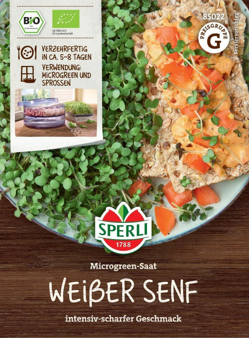 BIO Microgreen-Saat | Weißer Senf | Inhalt: 50gr. |leckere Variante, Intensiv-scharfes Gewürz