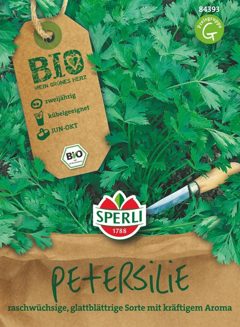 BIO Petersilie, Raschwüchsige Glattblättrige Sorte Mit Kräftigem Aroma, Bio-Saatgut