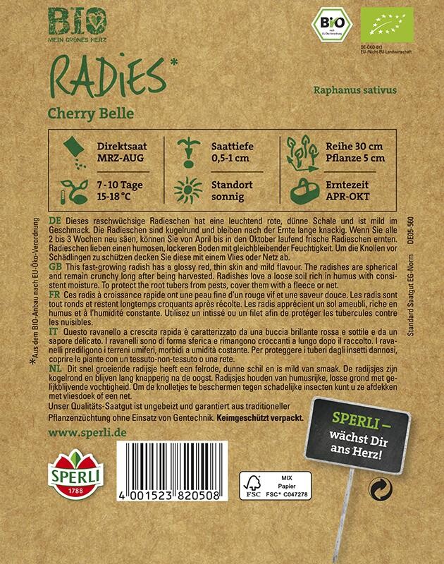 BIO-Radies Rund, Robuste Sorte Für Die Ganze Freilandsaison, Raschwüchsig