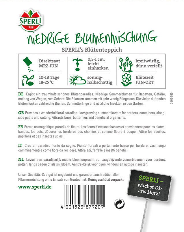Niedrige Blumenmischung Blütenteppich