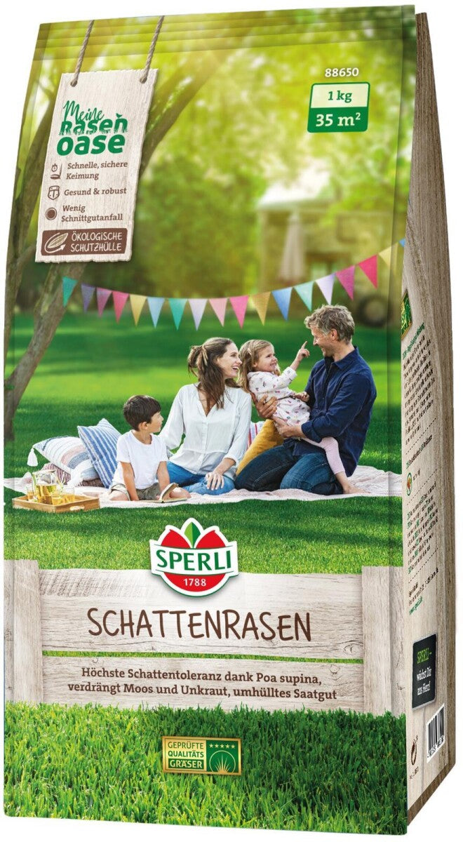 SPERLI's Schattenrasen (umhüllt), Höchste Schattentoleranz Dank Poa Supina