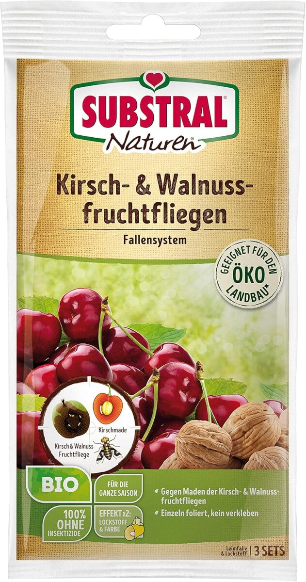 Substral Naturen, Kirsch- & Walnuss Fruchtfliegen Fallensystem, 3 Sets