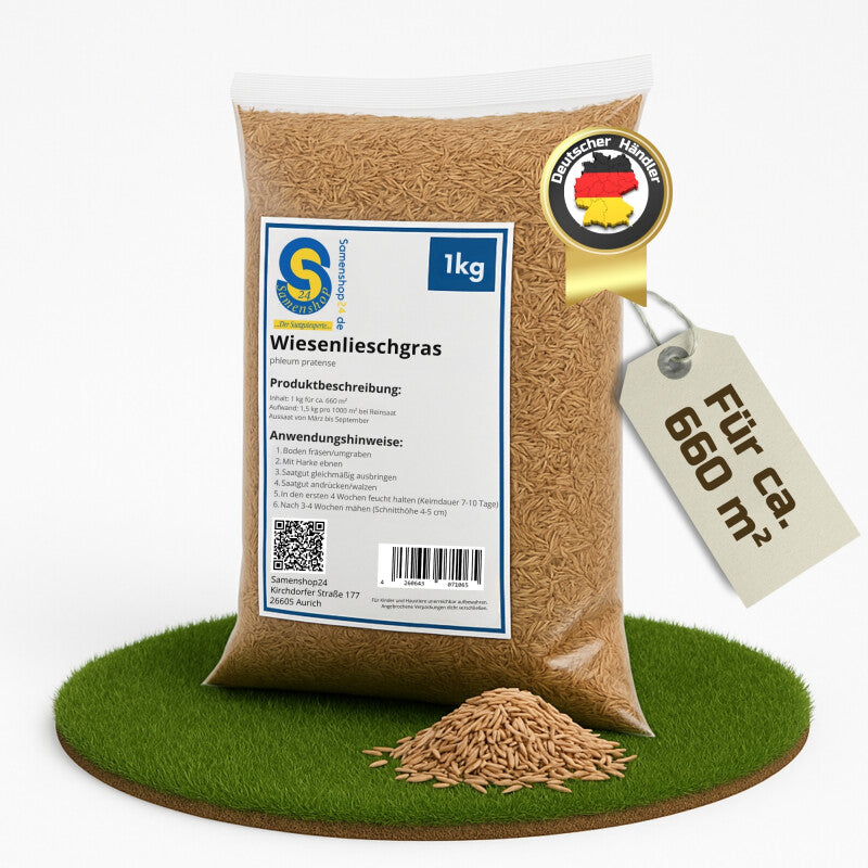 Samenshop24® Wiesenlieschgras Phleum Pratense | 1 Kg Für Ca. 660 M² | Ausdauerndes Ganzjähriges Gras