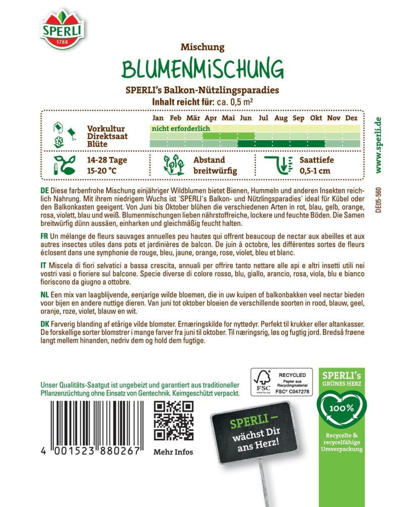  Blumenmischung SPERLI's Balkon-Nützlingsparadies