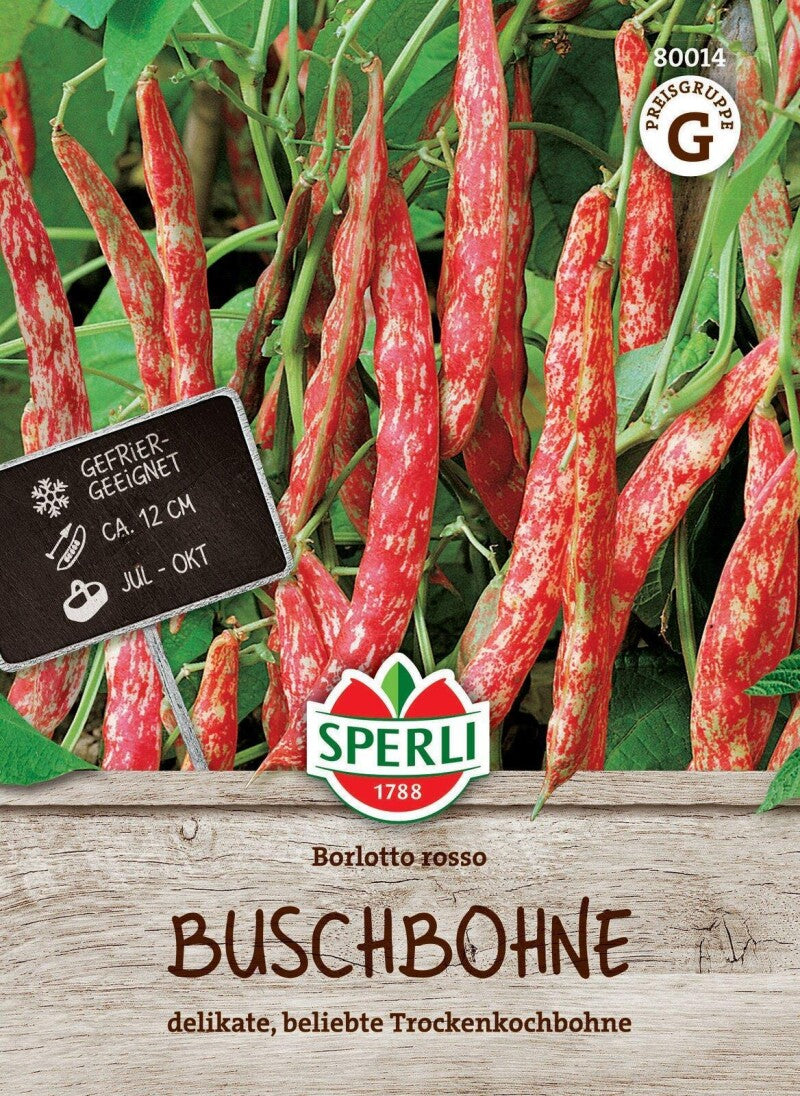  Buschbohne Borlotto Rosso, Trockenkochbohne, Saatgut Von Sperli