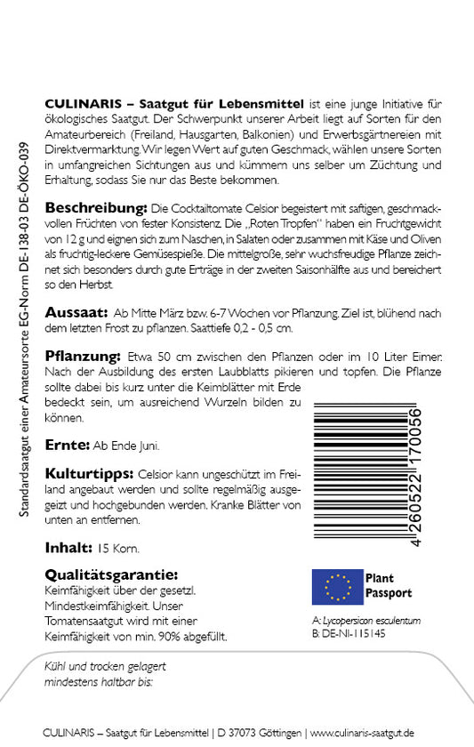 Cocktailtomate Celsior Saftige, Geschmackvolle Früchte