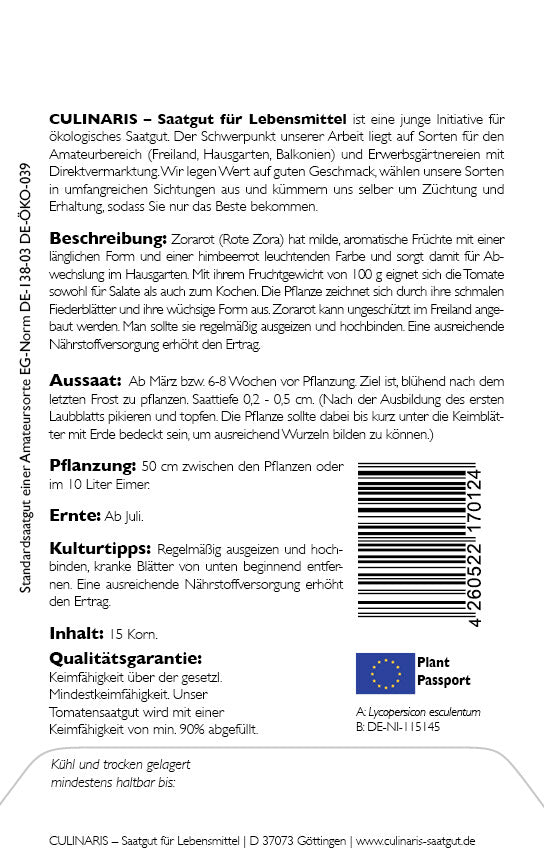  Salattomate Zorarot (Rote Zora) Auch Für Das Ungeschützte Freiland
