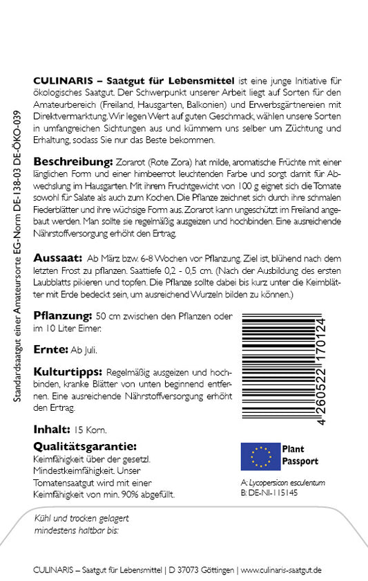  Salattomate Zorarot (Rote Zora) Auch Für Das Ungeschützte Freiland
