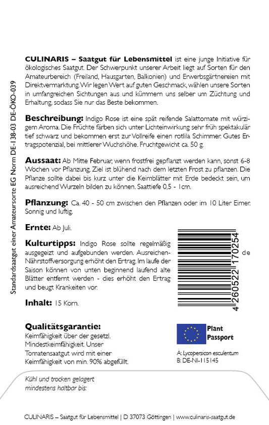  Indigo Rose Schwarze Salattomateechter Blickfang