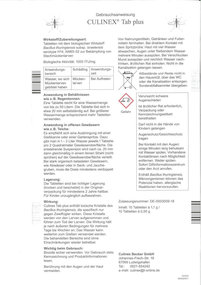  Culinex Tab Plus Tabletten Gegen Mücken