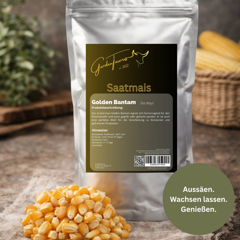 GardenTaurus®Zuckermais Golden Bantam Sehr Süß Frühreifende Sorte 50g - 1000g Packung