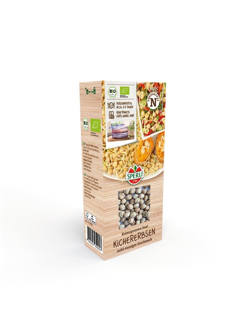  BIO Keimsprossen-Saat Kichererbse, Großpackung 200 G, Geschmack: Mild-nussig