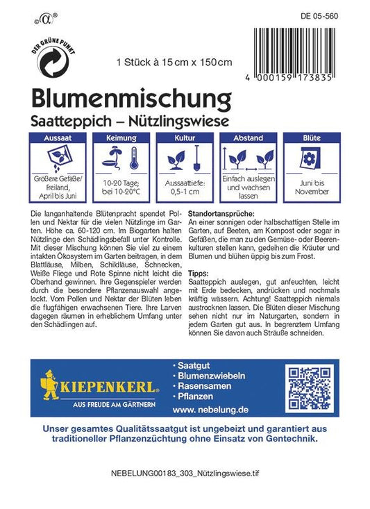  Blumenmischung Nützlingswiese Saatteppich (15cm X 150cm)