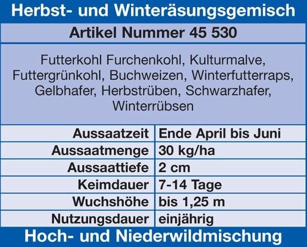  Herbst- Und Winteräsungsgemisch Für Hoch- Und Niederwild 10kg