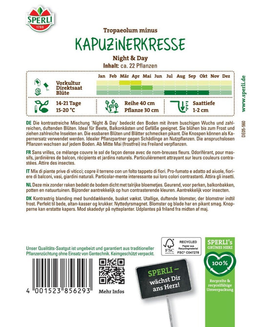 Kapuzinerkresse Night & Day, Kübelgeeignet, Kontrastreich Mit Buschigem Wuchs, Duftend