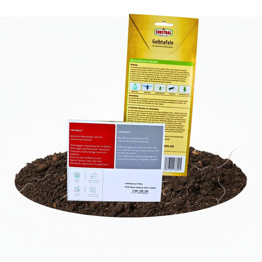  NemaPlus SF Nematoden + Naturen BIO Gelbtafeln (Inhalt: 7 Stück), Kombi-Packung Zur Trauermückenbekämpfung