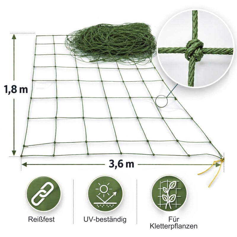  Ranknetz 1,8m*3,6m Aus Langlebigen HDPE Für Gurken, Kürbis, Bohnen Etc