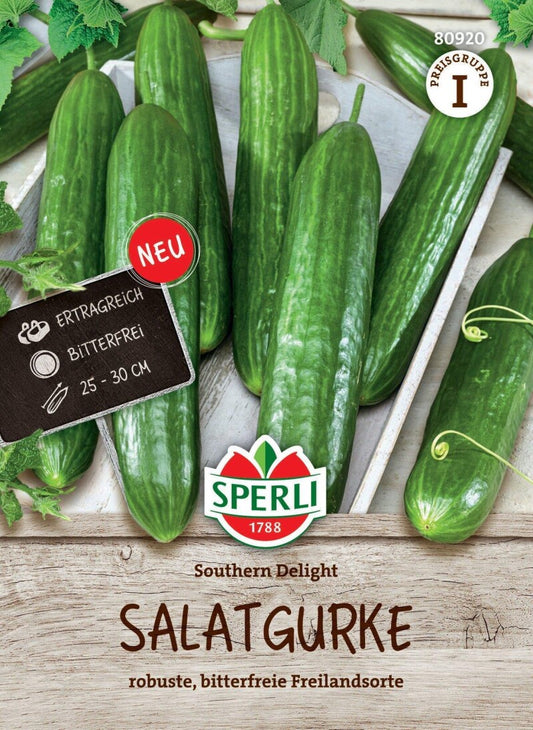  Salatgurke Southern Delight F1, Ertragreich, Bitterfrei, Robuste Freilandsorte, Saatgut Von Sperli