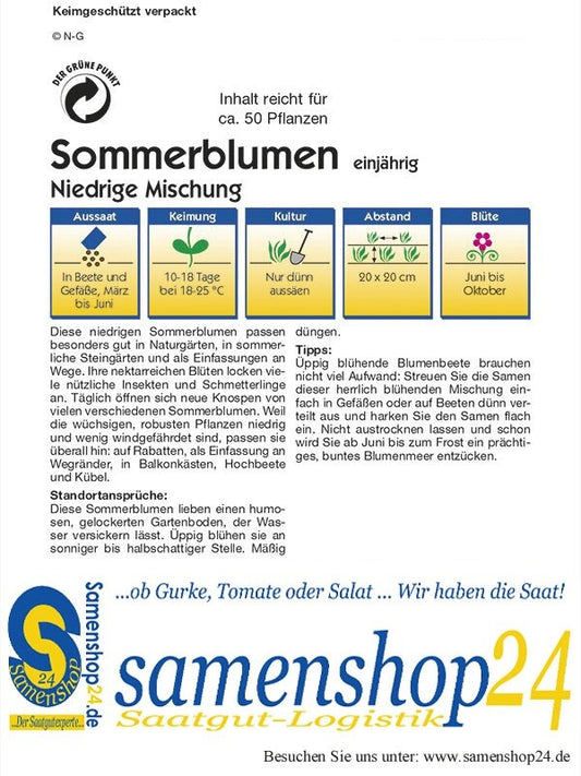  Samenshop24´s Bienenfreude, Niedrige Blumenmischung MAXI-10er Bundle