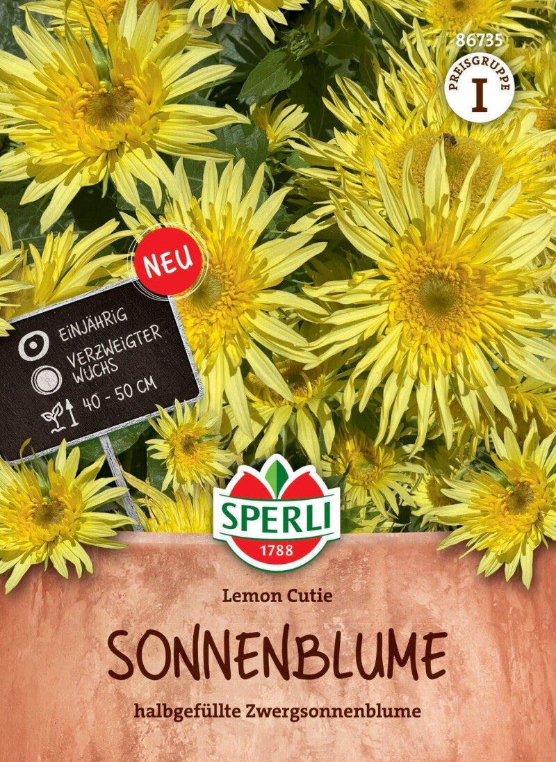  Sonnenblume Lemon Cutie, Halbgefüllte Zwergsonnenblume, Saatgut Von Sperli