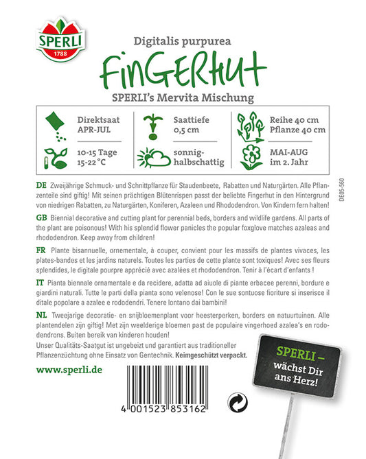  Fingerhut SPERLING´s Mervita Mischung, Ideal Für Den Wild- Oder Staudengarten, Schnittblume