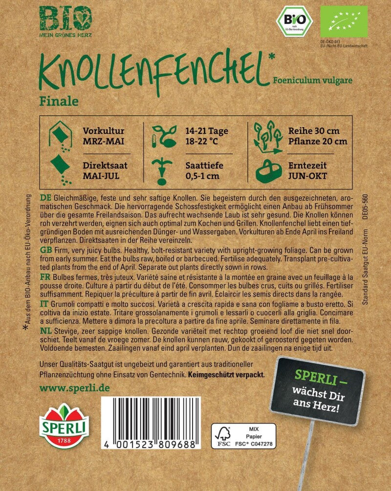  BIO Knollenfenchel, Bildet Gleichmäßige Feste Und Sehr Saftige Knollen, Sehr Schossfest
