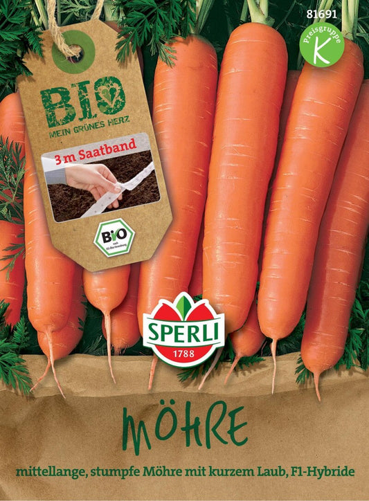  BIO Möhre F1 (Saatband), Knackige Möhre Ist Dank Des Praktischen Saatbandes Einfach Zu Pflanzen