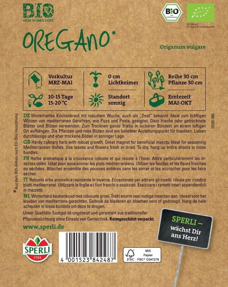  BIO Oregano, Winterhartes Küchenkraut Mit Robustem Wuchs, Bekannt Als Dost, Beliebter Anziehungspunkt Für Insekten
