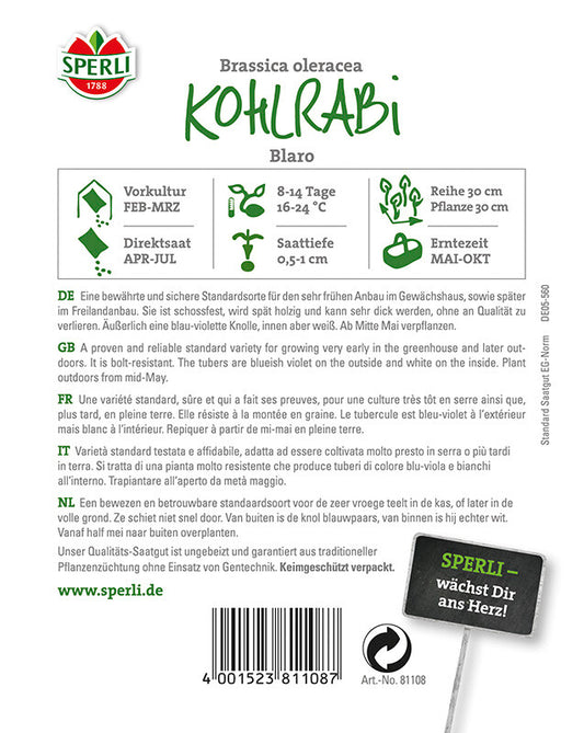  Kohlrabi Blaro,für Den Treib- Und Freilandanbau
